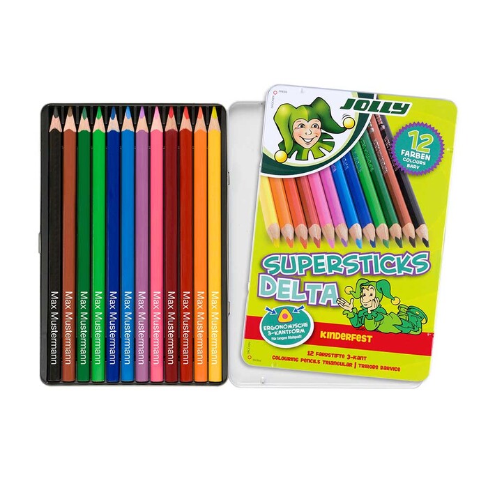 JOLLY Buntstifte Supersticks Delta kinderfest 12er personalisierbar mehrfarbig