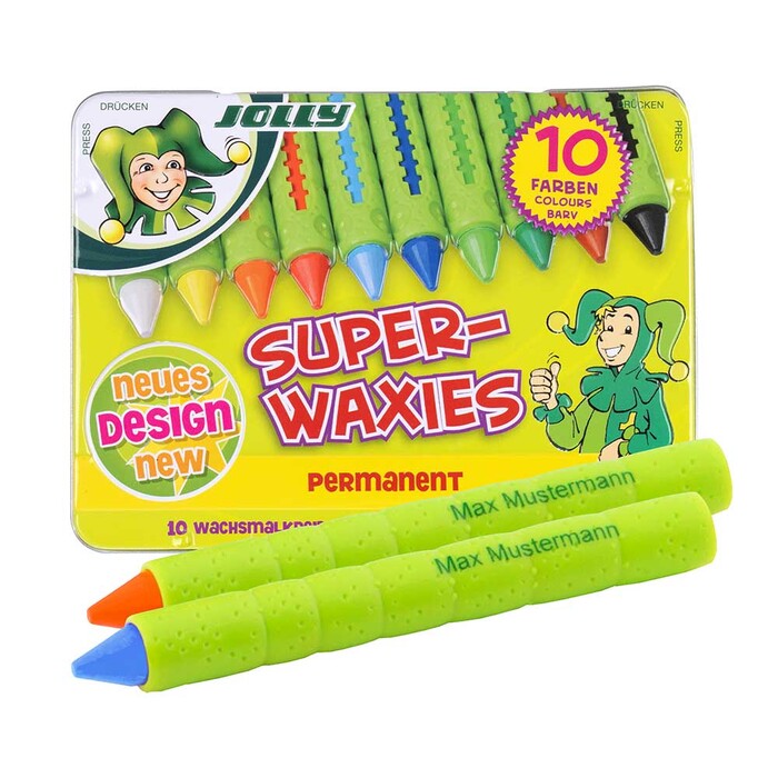 JOLLY Wachsmalkreiden Superwaxies permanent 10 Stück personalisierbar mehrfarbig