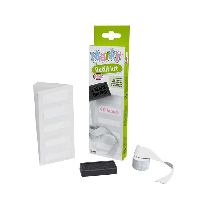 Colop Marky Refill-Kit Set Mit Stempelkissen, 40 Etiketten Und 1M Aufbügelband - Image 2