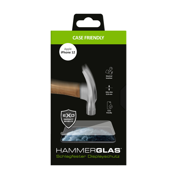 MLINE Hammerglas Case Friendly für iPhone 12 Mini transparent