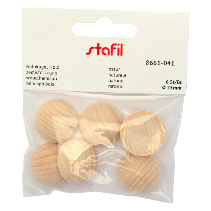 STAFIL Rohholz Halbkugeln Ø 25 mm 6 Stück natur