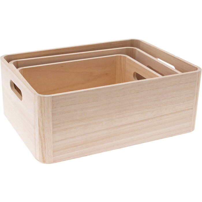 Holz-Kisten 3er Set natur