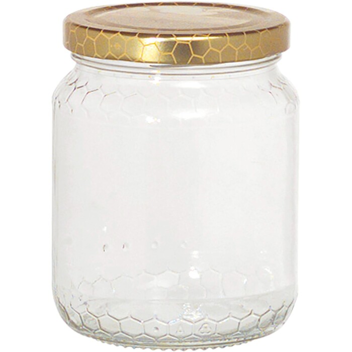 Honigglas 500 ml mit Golddeckel 6 Stück