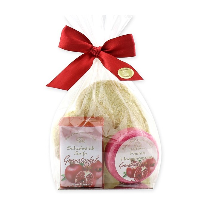Geschenk-Set Pflege-Set Granatapfel 3-teilig in Cellophan