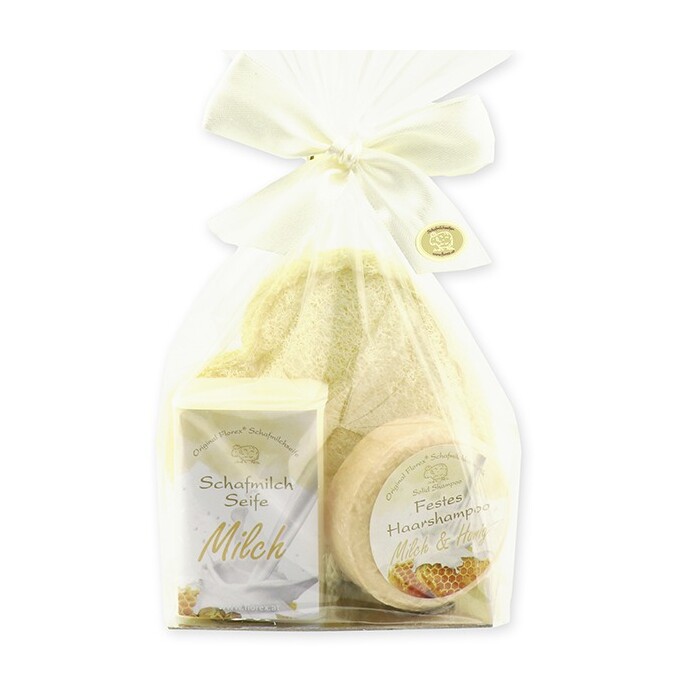 Geschenk-Set Pflege-Set Milch & Honig 3-teilig in Cellophan