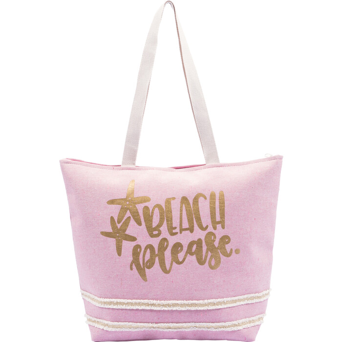 Strandtasche Beach Please mit Zippverschluss rosa