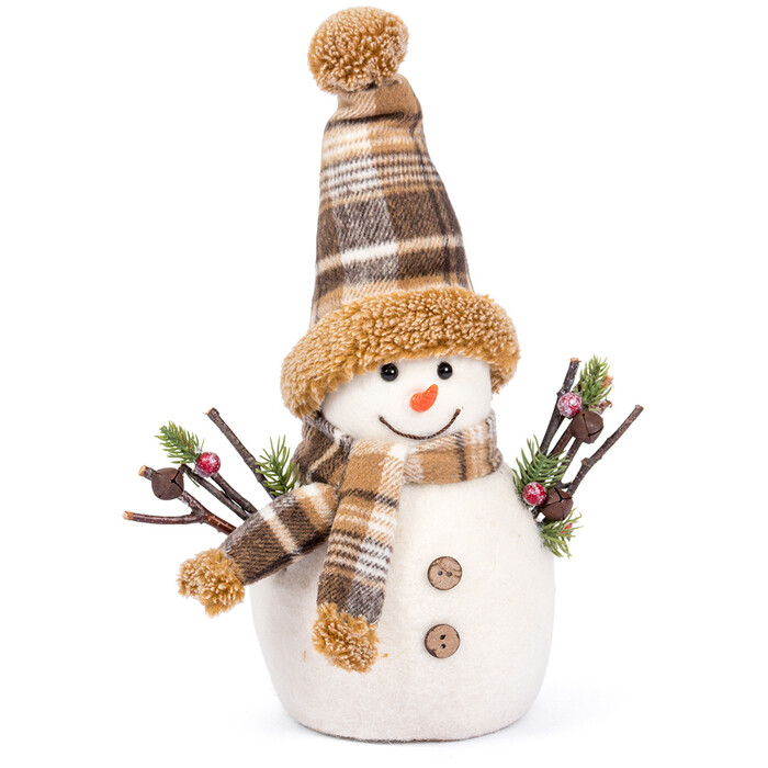 NOVOOO Seasons Xmas Standdeko Schneemann mit Hut und Schal 30 cm