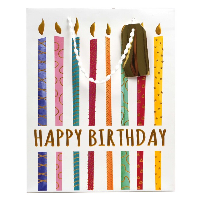 Tragetasche Kerzen Happy Birthday A4 bunt