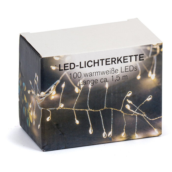 NOVOOO Seasons Xmas LED-Lichterkette Silverwire mit 100 warmweißen Lämpchen 1,5 m