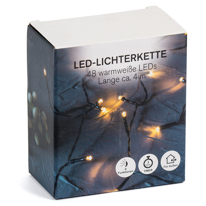 NOVOOO Seasons Xmas LED-Lichterkette mit 48 warmweißen Lämpchen 4 m