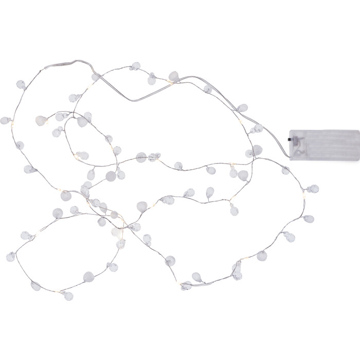 Lichterkette mit Kristallen mit 20 LEDs weiß