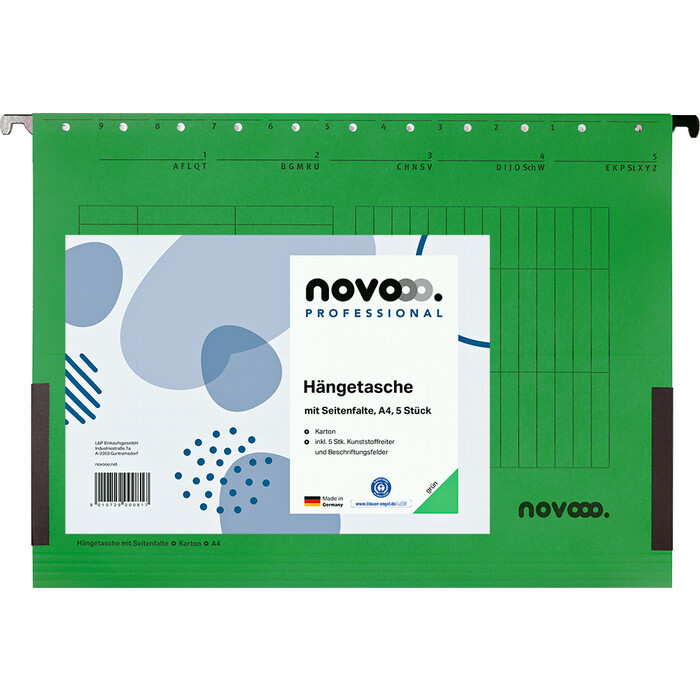 NOVOOO Professional Hängetasche A4 5 Stück grün
