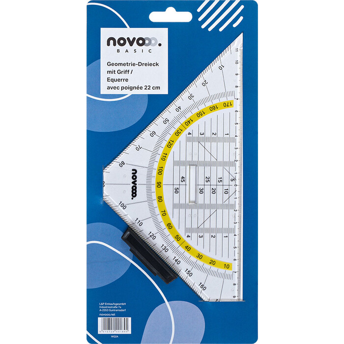 NOVOOO Basic Geometrie-Dreieck mit Griff 22 cm transparent