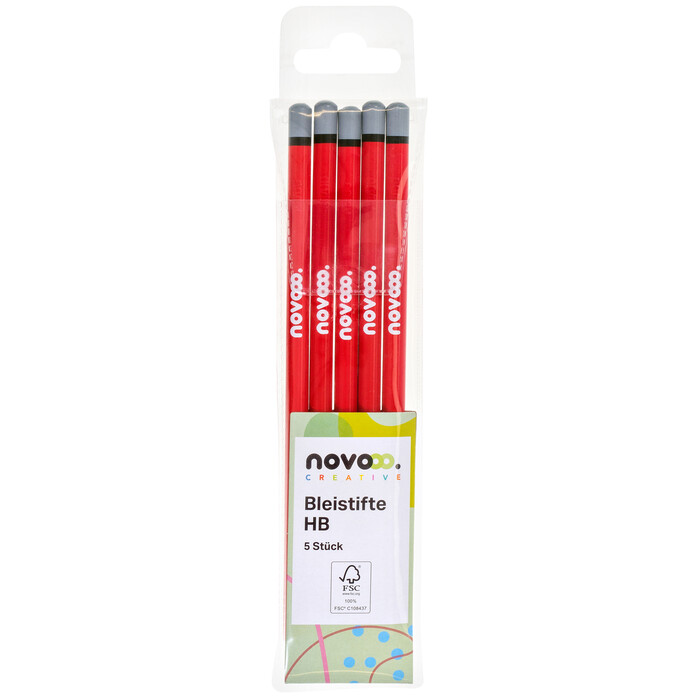 NOVOOO Creative Bleistifte HB 5 Stück rot lackiert