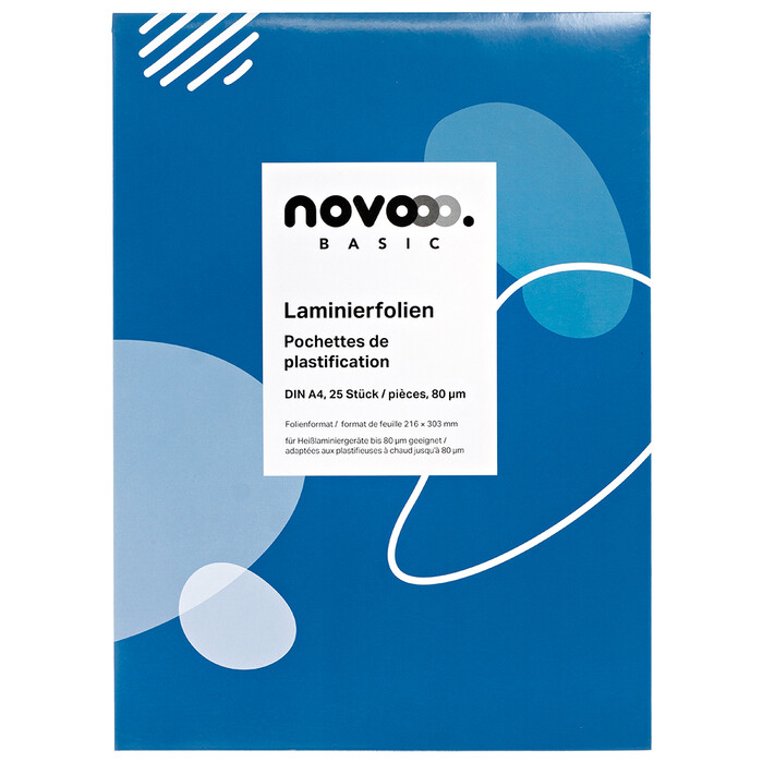 NOVOOO Basic Laminierfolien A4 80 mµ 25 Stück transparent