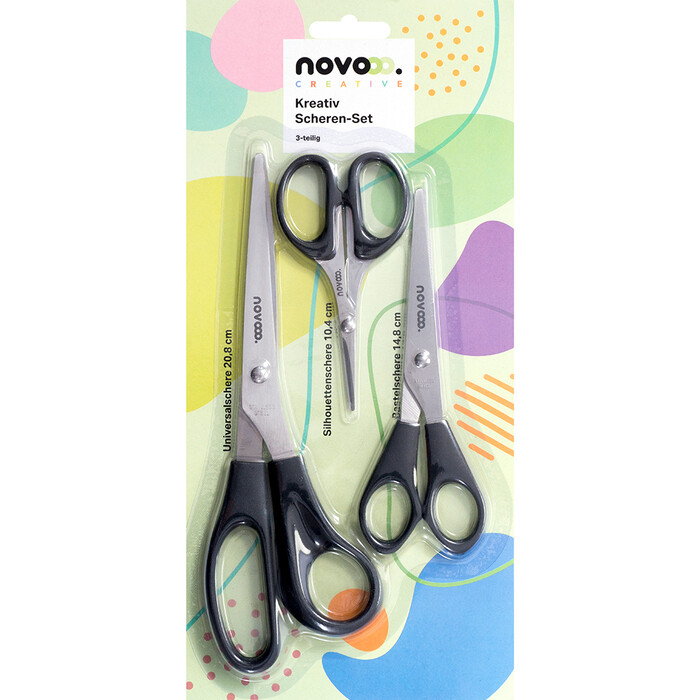 NOVOOO Creative Scheren-Set 3 Teile schwarz