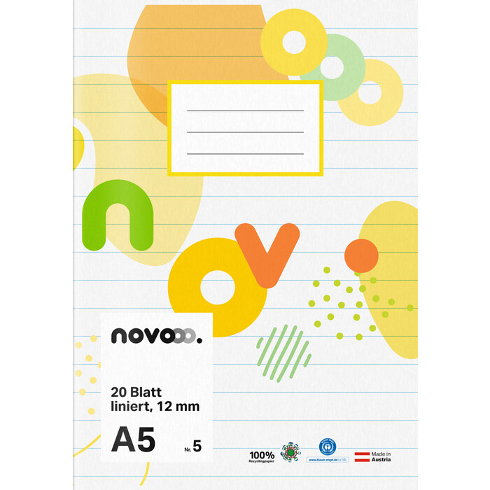 NOVOOO Heft A5 20 Blatt liniert 12 mm Nr. 5