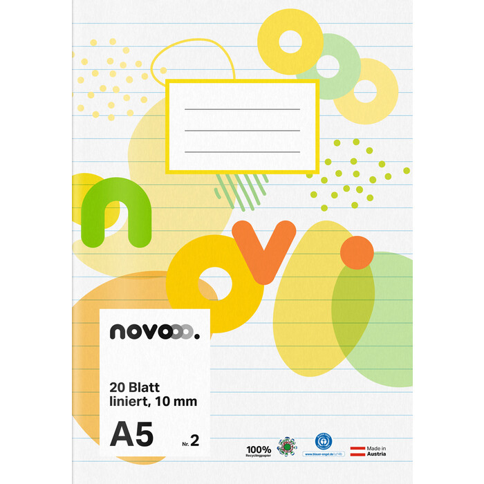 NOVOOO Heft A5 20 Blatt liniert 10 mm Nr. 2