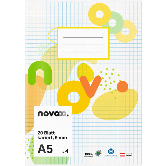 NOVOOO Heft A5 20 Blatt kariert 5 mm Nr. 4