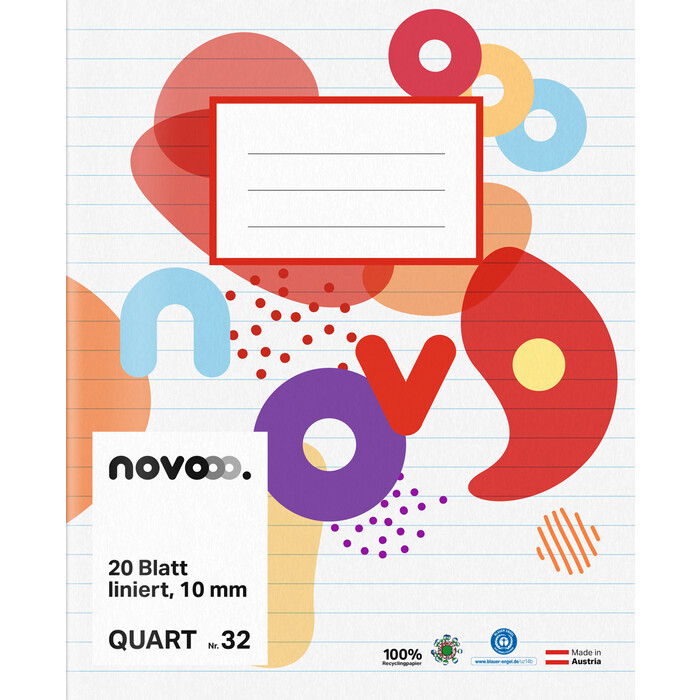 NOVOOO Heft Quart 20 Blatt liniert 10 mm Nr. 32