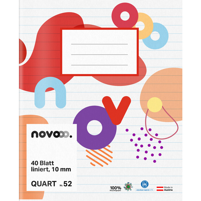 NOVOOO Heft Quart 40 Blatt liniert 10 mm Nr. 52