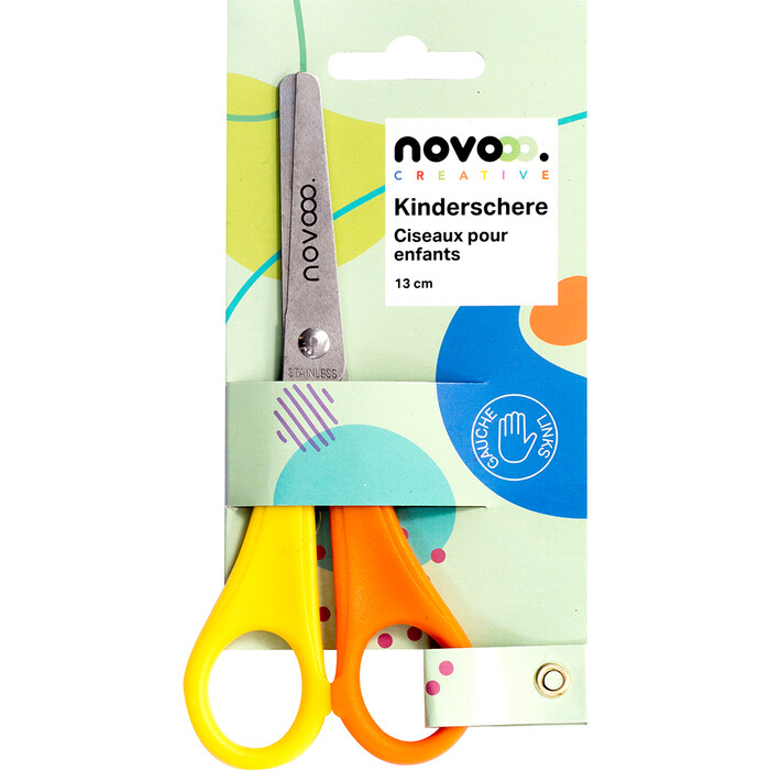 NOVOOO Creative Kinderschere für Linkshänder 13 cm gelb/orange
