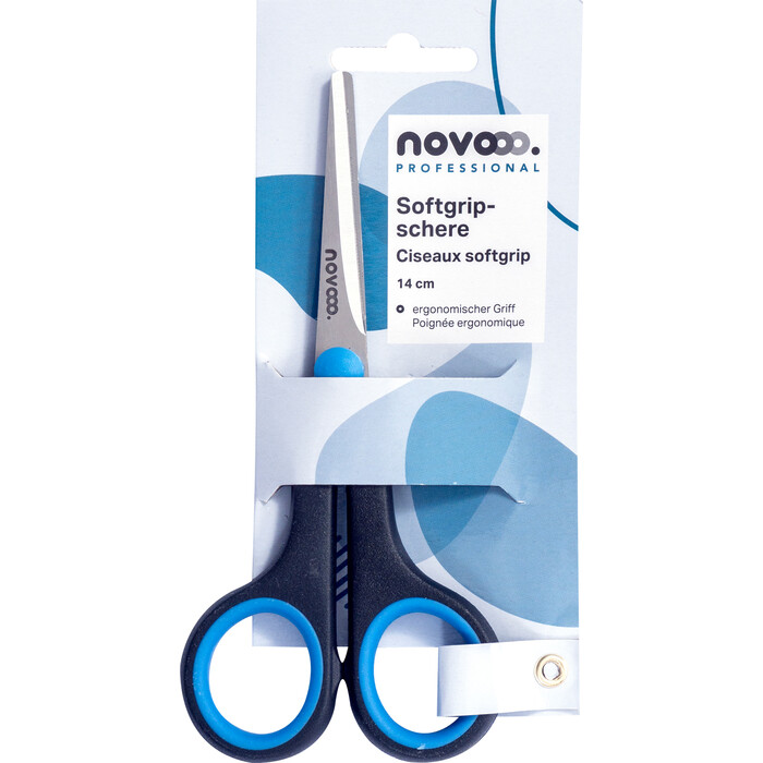 NOVOOO Professional Softgripschere rechts 14 cm schwarz/blau