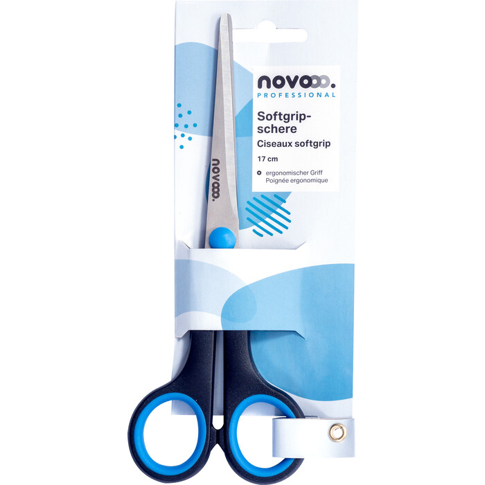 NOVOOO Professional Softgripschere rechts 17 cm schwarz/blau