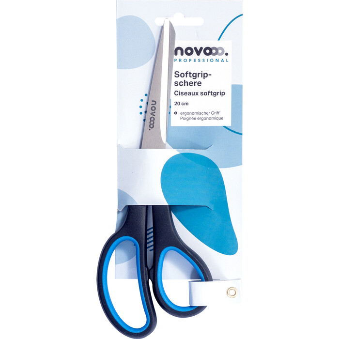 NOVOOO Professional Softgripschere rechts 20 cm schwarz/blau