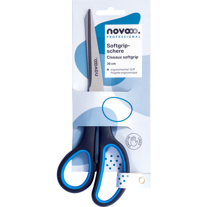 NOVOOO Professional Softgripschere links 20 cm schwarz/blau
