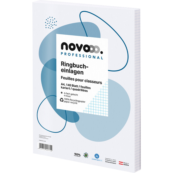 NOVOOO Professional Ringbucheinlagen A4 kariert 140 Blatt