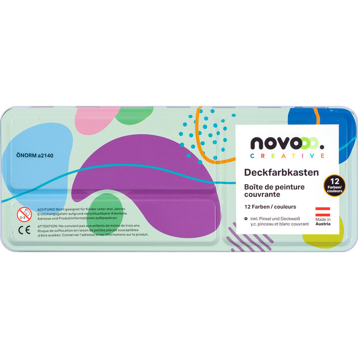 NOVOOO Creative Deckfarbkasten 12er Metalletui
