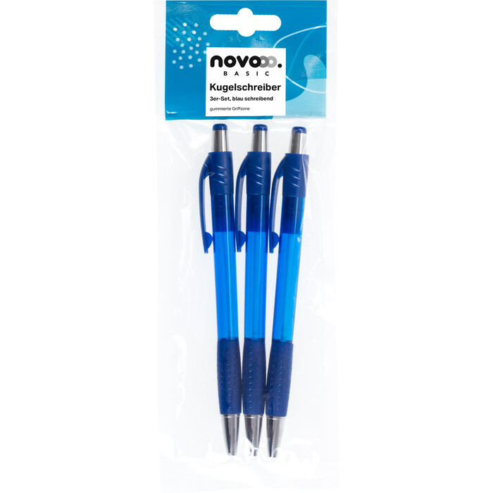 NOVOOO Basic Kugelschreiber-Set M 3 Stück blau