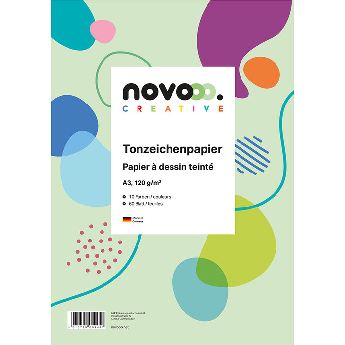 NOVOOO Creative Tonzeichenpapier A3 10 Farben 60 Blatt