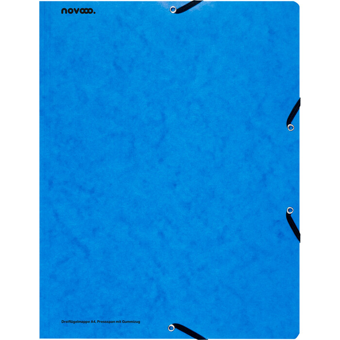 NOVOOO Dreiflügelmappe A4 Pressspan mit Gummizug blau