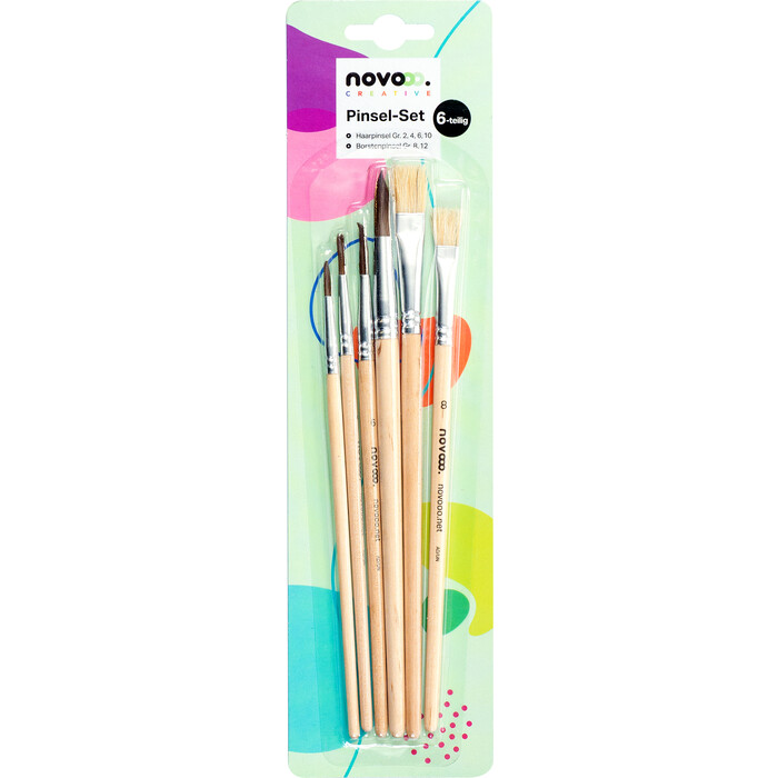 NOVOOO Creative Haar/Borstenpinsel-Set 6-teilig natur
