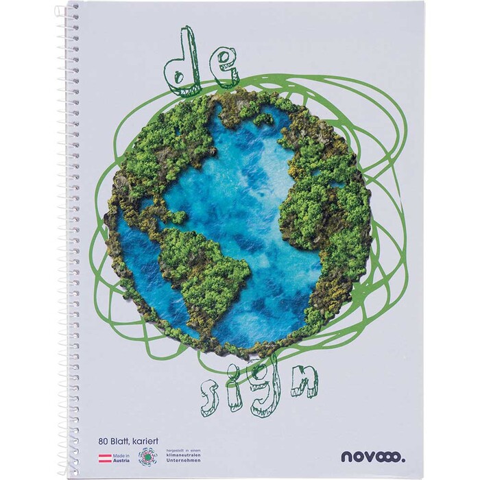 NOVOOO Design Collegeblock Erdkugel A4 80 Bl. kariert