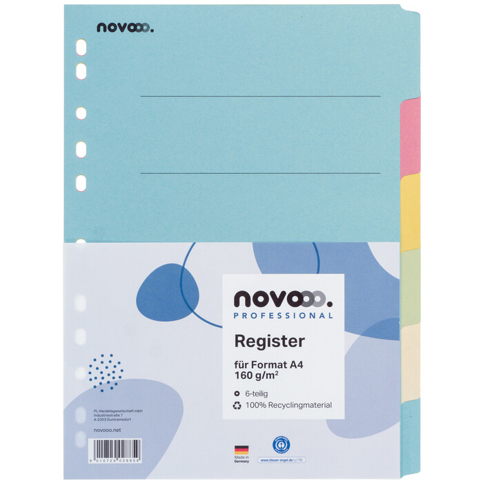 NOVOOO Professional Register A4 6-teilig Pastell