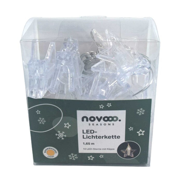 Lichterkette Sterne mit Klipps 10 LEDs weiß