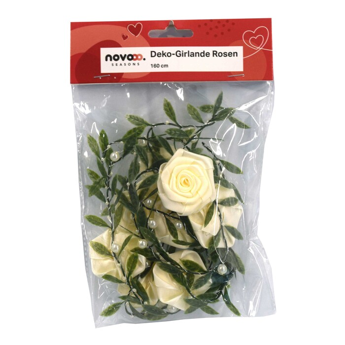 NOVOOO Seasons Love Dekogirlande Rosen 1,6 m grün/gelb