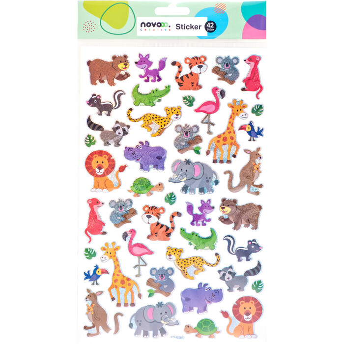 NOVOOO Lasersticker Tierwelt 35 Stück bunt