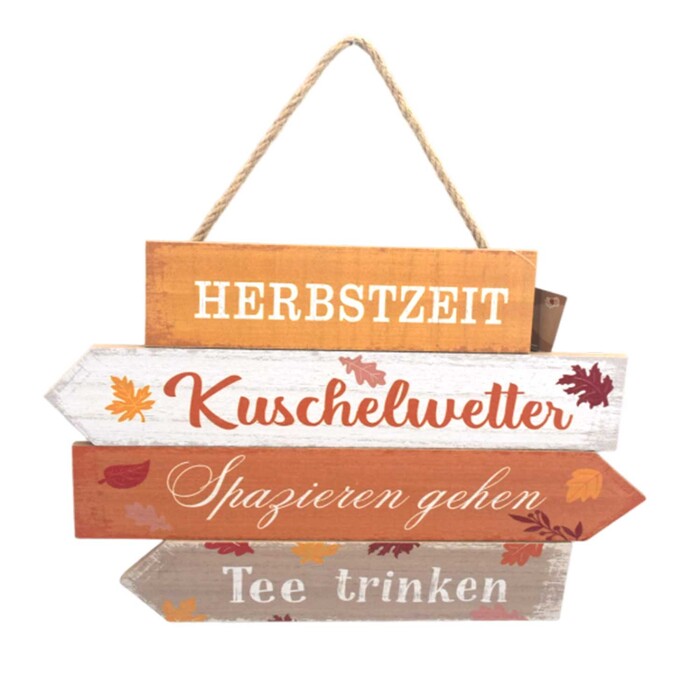 NOVOOO Hängedeko Herbstzeit 38 x 38 cm Holz bunt