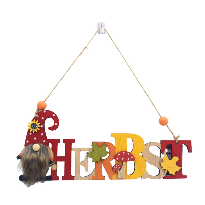 NOVOOO Hängedeko Herbst mit Wichtel 31 x 13 cm bunt