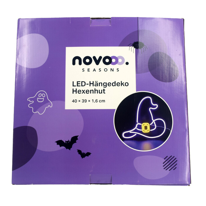 NOVOOO Seasons LED-Hängedeko Hexenhut 40 x 39 x 1,6 cm