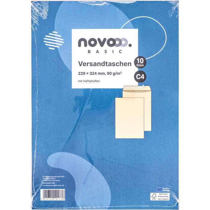 NOVOOO Basic Versandtaschen C4 mit Haftstreifen 10 Stück braun