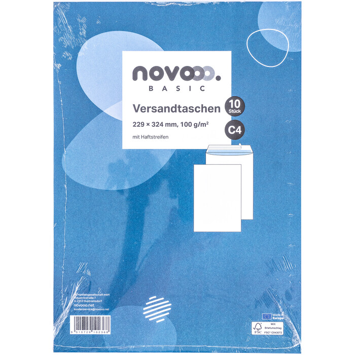 NOVOOO Basic Versandtaschen C4 mit Haftstreifen 10 Stück weiß