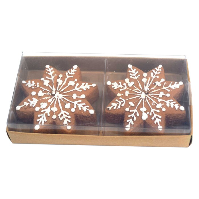 NOVOOO Kerzen-Set Lebkuchen-Keks 2 Stück braun