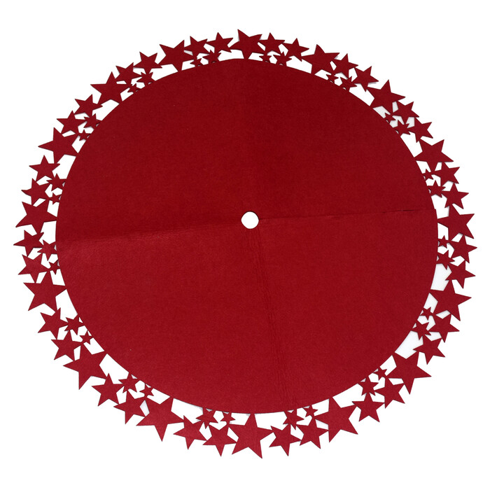 NOVOOO Seasons Christbaum-Decke mit Sternen aus Filz rot