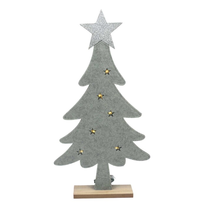 NOVOOO Standdeko Filz-Baum mit LED-Funktion ca. 52 cm grau