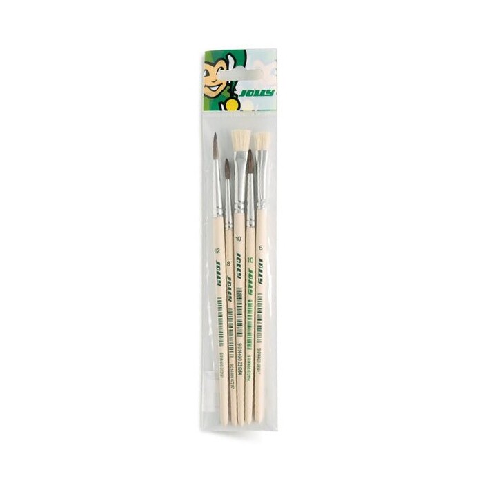 Jolly Haar- und Borstenpinselset Natur, 5-teilig
